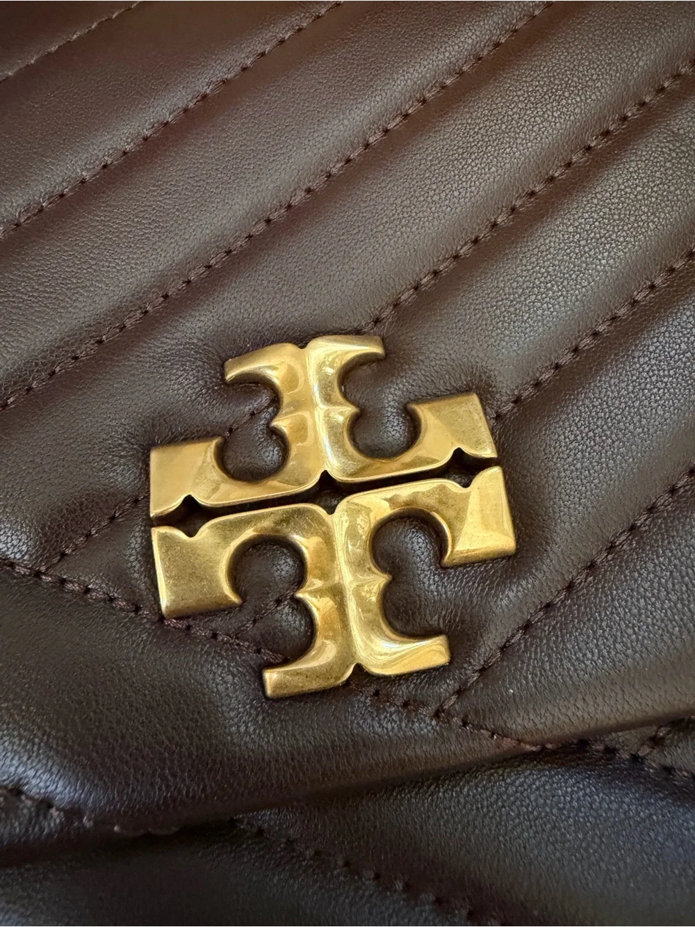 Tory Burch Quilted Chevron Leather Shoulder Bag in Dark Brown/Burgundy